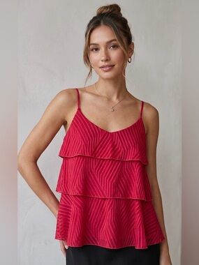 Anthropologie Amadi Pink Rose Ameline Tiered Cami Top | Size XS
